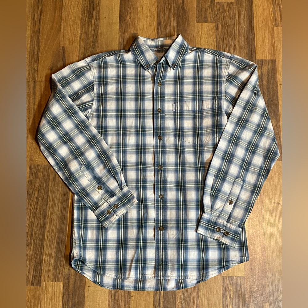 Carhartt Long Sleeve Button Down Shirt Blue/Green Plaid Mens Size Medium Relaxed